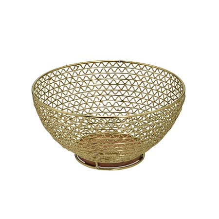 CENTRO DE MESA DECORATIVO EM METAL DOURADO 25,5CM