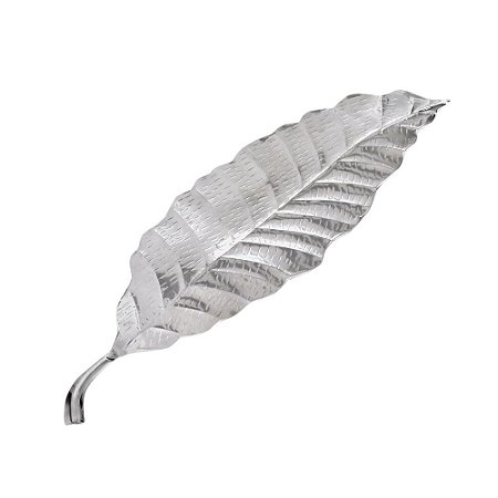 CENTRO DE MESA FOLHA DECORATIVA AÇO INOX 49CM