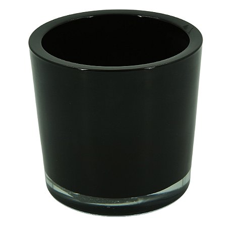 VASO CILINDRICO PRETO VIDRO POLONES 12CM