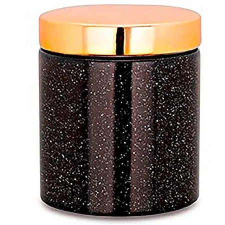 POTE EM CERAMICA PRETO E TAMPA DOURADO MART
