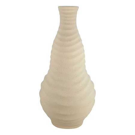 Vaso Decorativo Ondulado de Cerâmica Bege - 39,5 cm