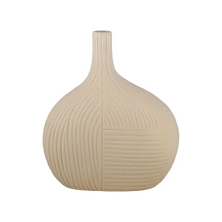 Vaso de Linhas Orgânicas em Cerâmica Bege - 24 cm