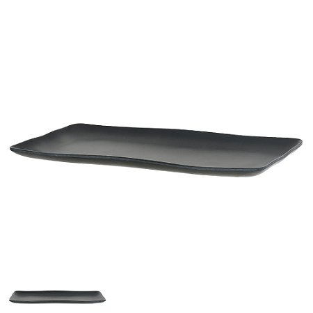 TRAVESSA MELAMINA 36cm ORGANIC PRETO FLORARTE