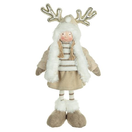 BONECA NATALINA MENINA EM PE BEGE MARROM)34cm