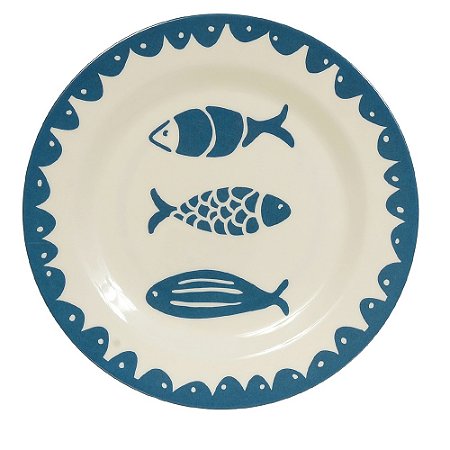 KIT 4 PRATO SOBREMESA MELAMINA 23CM PACIFIC (AZUL) FLORARTE