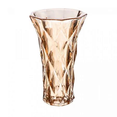 VASO DE VIDRO DIAMOND AMBAR METALIZADO 25CM LYOR