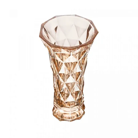 VASO DE VIDRO DIAMOND AMBAR METALIZADO 15CM LYOR