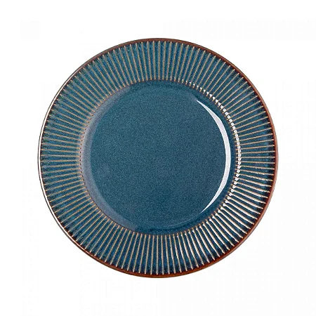 PRATO PARA SOBREMESA DE CERAMICA LINEAR AZUL 20CM LYOR