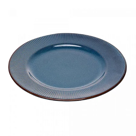 PRATO RASO DE CERAMICA LINEAR AZUL 27CM LYOR
