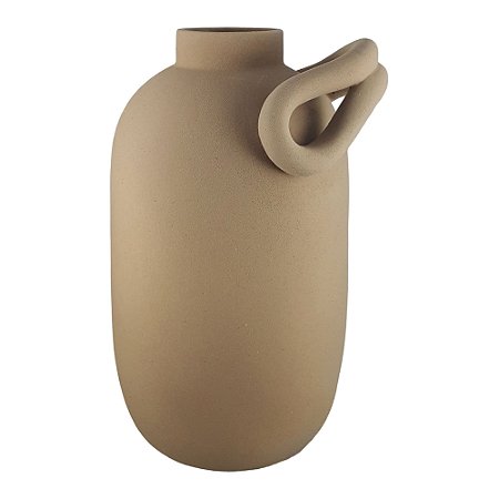 VASO MINIMALISTA COM ALÇA DECORATIVO MARROM 34CM