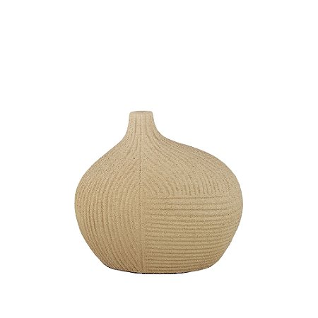 VASO DE LINHAS ORGANICAS BEGE DECORATIVO 17CM