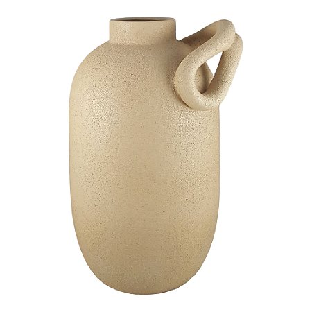 VASO BOJUDO COM ALCA DECORATIVO BEGE 34CM