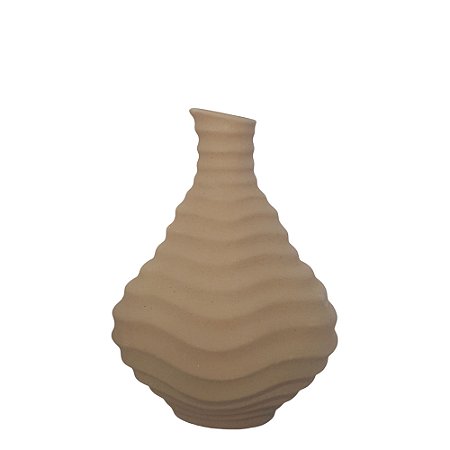 VASO GARRAFA ONDULADA MARROM RUSTICO 31CM