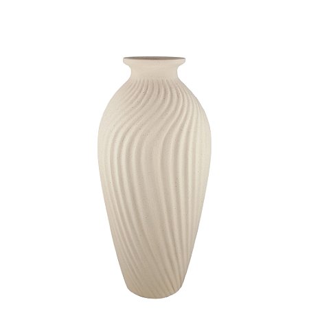 VASO GARRAFA ONDULADA BEGE RUSTICO 34CM