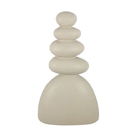 Escultura Decorativa Pedra Empilhada Argila Rustica 27,5cm