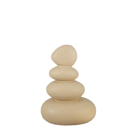 Escultura Decorativa Pedra Empilhada Bege Escuro 19,5cm