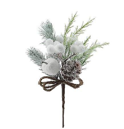 Galho Berry Natalino com maça nevado - 25cm