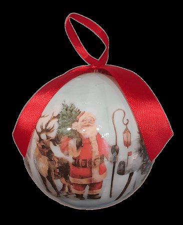 Trio de Bola Decorada Papai Noel 10cm