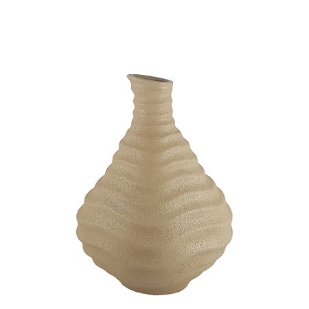 VASO GARRAFA ONDULADA BEGE ESCURO RUSTICO 31cm
