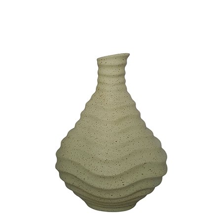 VASO GARRAFA ONDULADA VERDE OXIDO 31cm