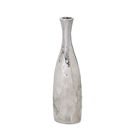 VASO DECORATIVO EM ALUMINIO NA COR PRATA 35CM