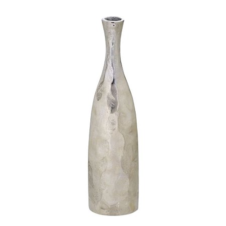 VASO DECORATIVO EM ALUMINIO NA COR PRATA 40CM