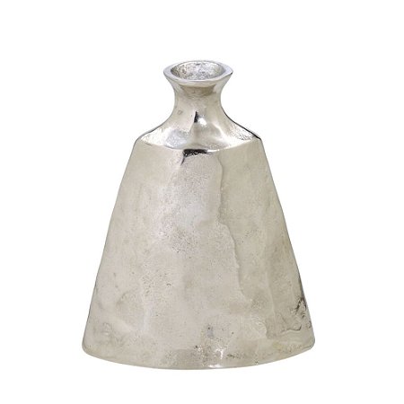 VASO DECORATIVO EM ALUMINIO NA COR PRATA 22,5CM