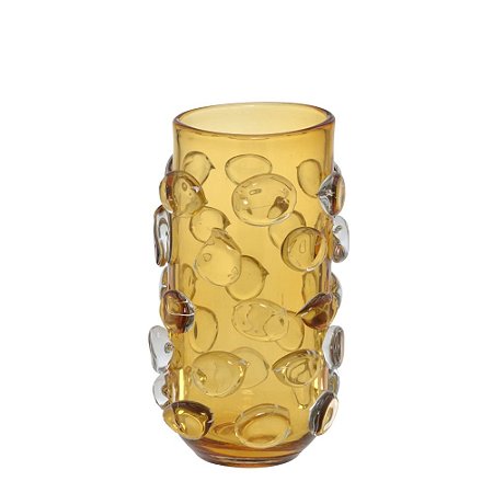VASO DECORATIVO EM VIDRO NA COR AMBAR 26CM
