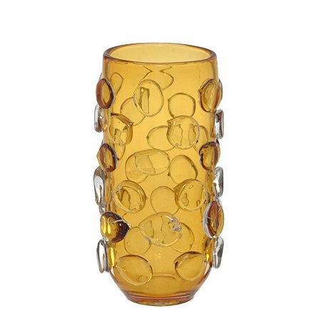 VASO DECORATIVO EM VIDRO NA COR AMBAR 30CM