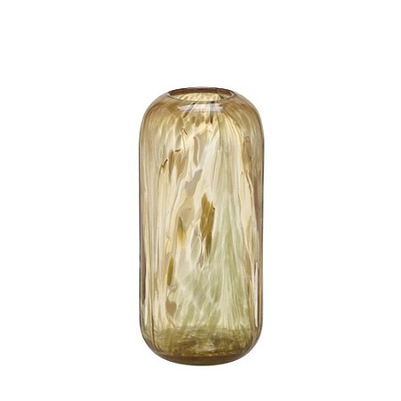 VASO DECORATIVO EM VIDRO DOURADO E TRANSPARENTE 28,5CM