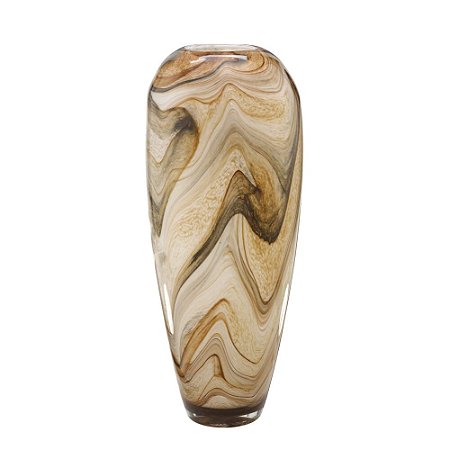 VASO DECORATIVO EM VIDRO CORES BEGE CARAMELO E MARROM 50cm
