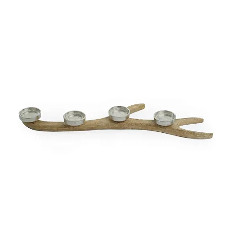 PORTA VELAS RAMO CRU 58CM DECORATIVO PARA 4 VELAS