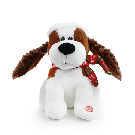 CACHORRO NATALINO C/GORRO,SOM E MOV MRR/VRM/BCO 3AA