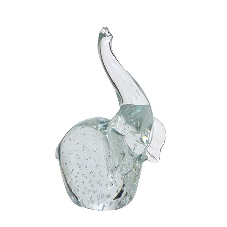 ESCULTURA ELEFANTE DECOR EM VIDRO MURANO BRANCO
