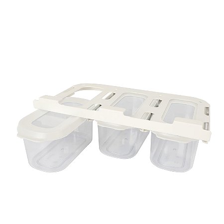 KIT 3 POTES SUSPENSOS 900ML DESLIZANTES OIKOS BRANCO