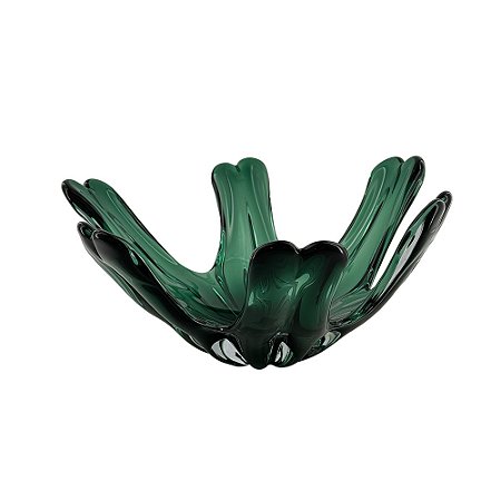CENTRO DE MESA EM VIDRO VERDE MURANO 38,5CM