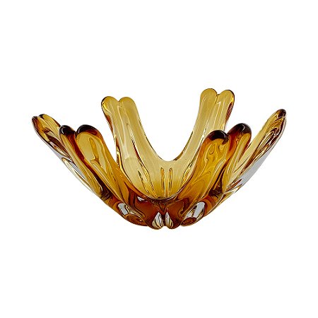 CENTRO DE MESA EM VIDRO AMBAR MURANO 37CM