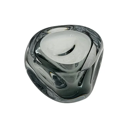 VASO DECORATIVO DE VIDRO FUME ESTILO MURANO 12CM
