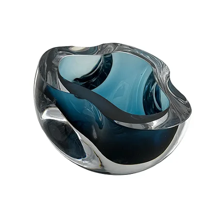 VASO DECORATIVO DE VIDRO AZUL ESTILO MURANO 12CM