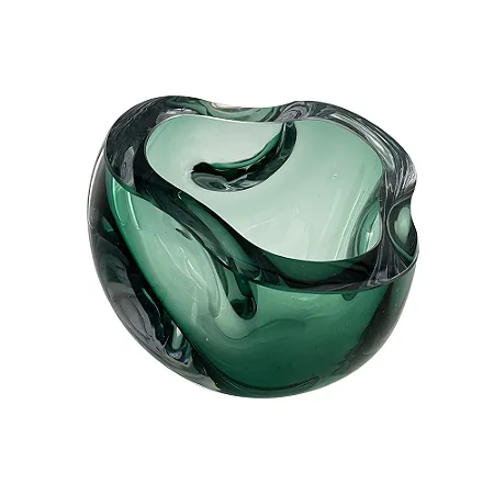 VASO DECORATIVO VIDRO VERDE ESTILO MURANO 12CM