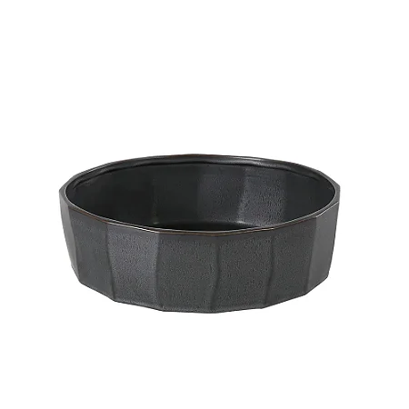 VASO CENTRO DE MESA DECORATIVO EM CERAMICA PRETO 25,3CM