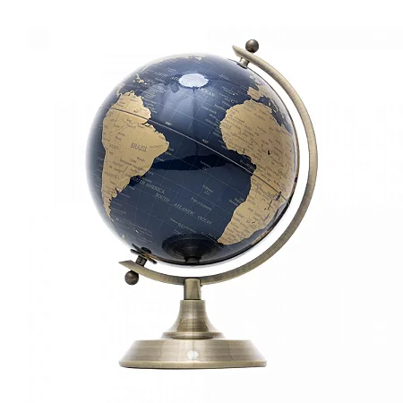 GLOBO DECORATIVO DE PLASTICO E METAL DOURADO E AZUL WOLFF