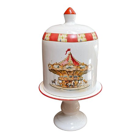 PORTA PANETONE G C/ PITOCO CARROSSEL CERAMICA LUIZ SALVADOR