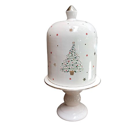 PORTA PANETONE CELEBRAR CERAMICA FILETE OURO LUIZ SALVADOR