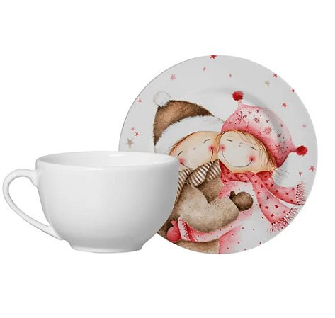 KIT 6 XICARA CHA NATALINA C/PIRES SWEET CHRISTMAS ALLEANZA