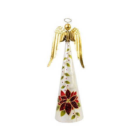 ESCULTURA ANJO DECORATIVO POINSETIA 31CM