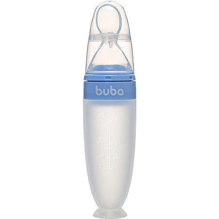COLHER DOSADORA EM SILICONE COM VENTOSA AZUL BUBA