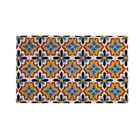 CAPACHO FLORIDO COLOR PVC E FIBRA DE COCO 76cm DECORATIVO