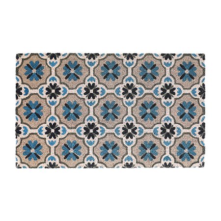 CAPACHO FLORIDO PVC E FIBRA DE COCO 76cm DECORATIVO COLOR