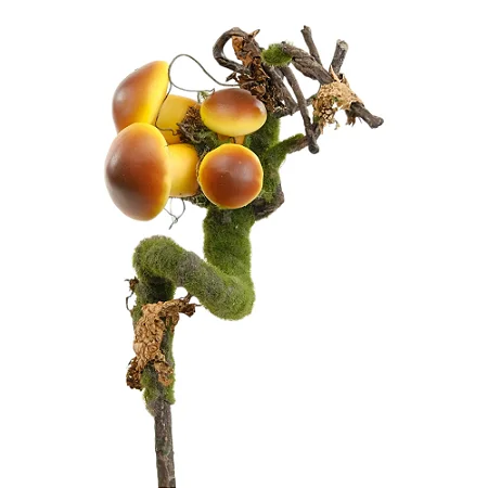 GALHO DECORATIVO RUSTICO COM COGUMELOS 56 CM